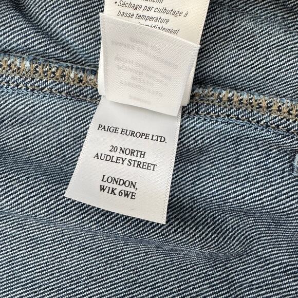 Paige Rowan Jacket Shearling Collar Dark Denim Jacket Jamee Distressed -Small - Picture 13 of 13